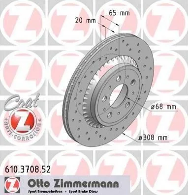 Гальмівний диск ZIMMERMANN 610370852 (фото 1)
