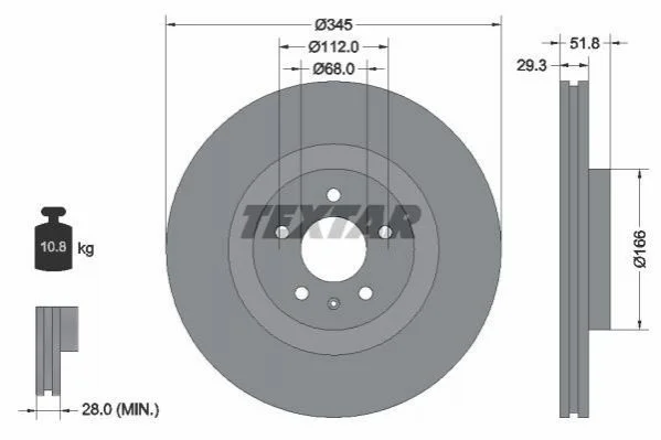 Гальмівний диск TEXTAR 92160203 (фото 1)