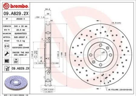 Диск гальмівний BREMBO 09D09613 (фото 1)