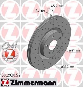 Диск гальмівний ZIMMERMANN 150293052