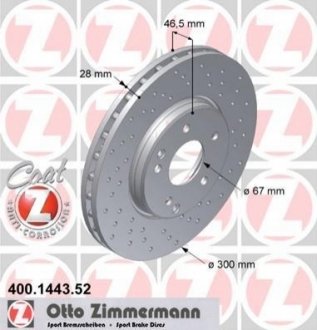 Гальмівний диск ZIMMERMANN 400144352