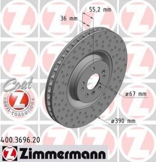 Гальмівний диск ZIMMERMANN 400369620