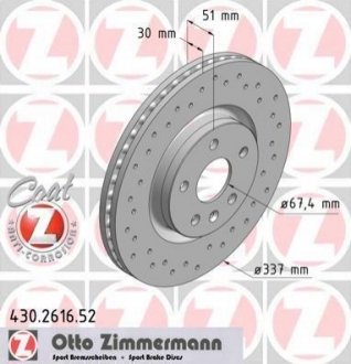 Гальмівний диск ZIMMERMANN 430261652