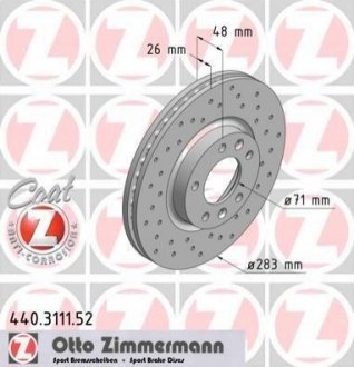 Гальмівний диск ZIMMERMANN 440311152