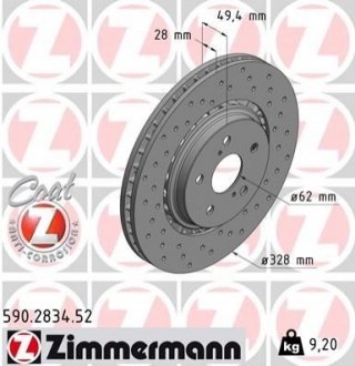 Диск гальмівний ZIMMERMANN 590283452