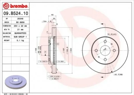 Диск гальмівний BREMBO 09B52410