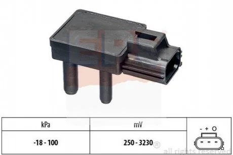 Датчик тиску випускних газів PSA Jumper/Boxer 2.2HDi 11- /Ford Fiesta 1.4/1.6TDCi 08- /Transit 2.2TDCi 08-14 EPS 1993332