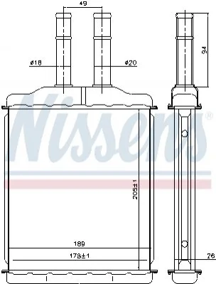Радиатор отопителя CHEVROLET Epica (V250), Evanda (V200) (пр-во Nissens) NISSENS 76505 (фото 1)