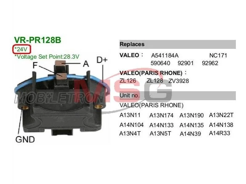 Реле регулятор MOBILETRON VRPR128B (фото 1)