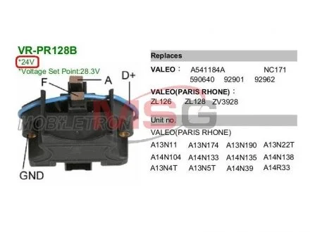 Реле регулятор MOBILETRON VRPR128B
