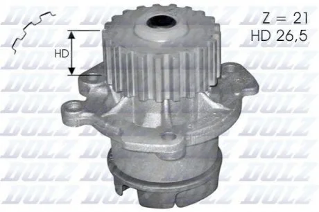 Водяний насос Dolz LADA 2108 - 112 (квадрат.зуб) DOLZ L123