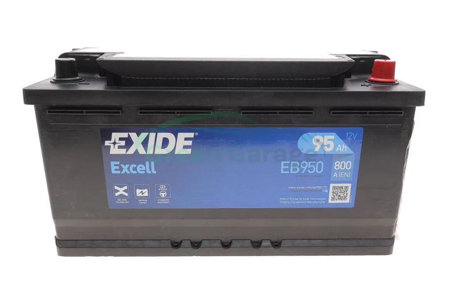 Акумулятор 95Ah-12v Exide EXCELL (353х175х190), R, EN800 EXIDE EB950 (фото 1)