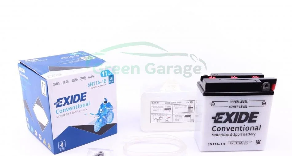 Аккумулятор 11Ah-6v Exide (6N11A-1B) (121х59х131) R, EN95 EXIDE 6N11A1B (фото 1)