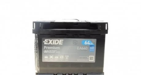 Акумулятор 64Ah-12v Exide PREMIUM (242х175х190), R, EN640 EXIDE EA640