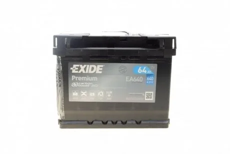 Акумулятор 64Ah-12v Exide PREMIUM (242х175х190), R, EN640 EXIDE EA640