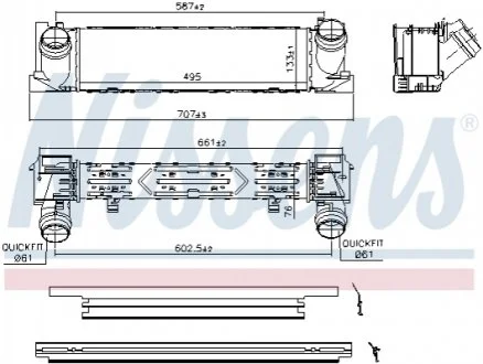 Интеркулер BMW 1/2/3 SERIES (2010) (пр-во Nissens) NISSENS 96552