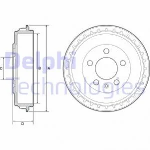 Гальмівний барабан задн SEAT ARONA, IBIZA V SKODA FABIA IV VW POLO VI 1.0-1.6D 01.17- DELPHI BF563