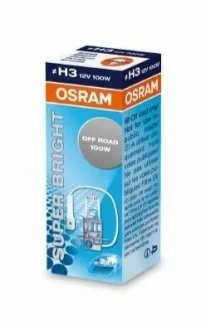 Лампа (картон 1шт) H3 12В 100Вт PK22S без гомологічного сертифікату Super Bright OSRAM 64153SB
