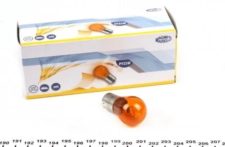 Лампа розжарювання PY21W 12V 21W BAU15s (вир-во Magneti Marelli) MAGNETI MARELLI 008507100000