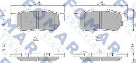 Гальмівні колодки, дискове гальмо (набір) FOMAR FO902681