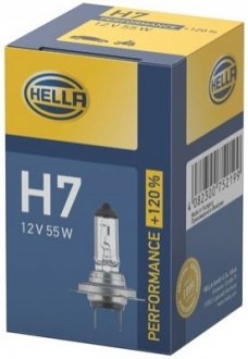 Лампа H7 12V 55W PX26D +120% HELLA 8GH 223 498-031