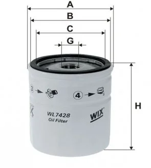 Фильтр масляный DAEWOO LANOS, ZAZ SENS 1.5 97- (пр-во -FILTERS) WIX WL7428