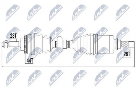 Піввісь перед. лів. (+ABS) Renault Kango 1.5 Dci 02- NTY NPWRE017