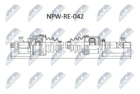 Піввісь NTY NPWRE042