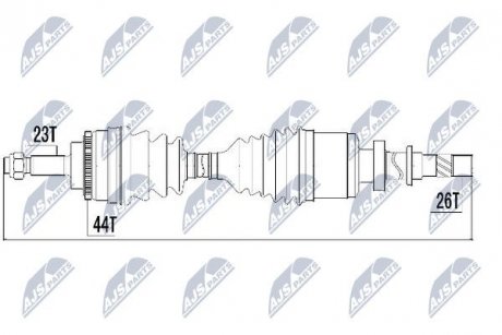 Піввісь права (+ABS) Renault Kangoo/Megane/Scenic 23z-85mm-26z ABS NTY NPWRE018