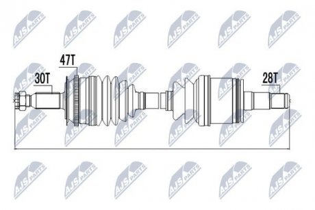 Піввісь приводу ліва Mitsubishi L200/Fiat Fullback 2,4/2,5 07- NTY NPWMS000