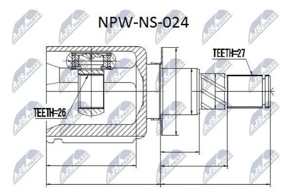 ШРКШ внутр. Nissan Navara, Np300 Navara, Pathfinder III 2.5D 11.01- NTY NPWNS024 (фото 1)