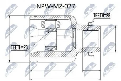 ШАРНІР РІВНИХ КУТОВИХ ШВИДКОСТЕЙ | MAZDA 3 BK /ATM/ 2.0 03- /ПРАВ/ NTY NPWMZ027