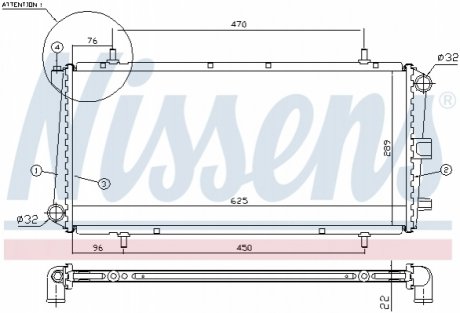 Радіатор, охолодження двигуна NISSENS 62785A