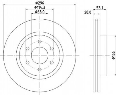 Диск тормозной (передний) Nissan NP300 Navara 05-/Renault Alaskan 17- (296x28) HELLA 8DD355126841