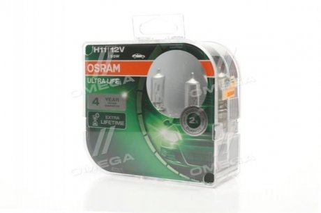 Лампа фарная H11 12V 55W PGJ19-2 ULTRA LIFE (компл.) OSRAM 64211ULTHCBDUO (фото 1)