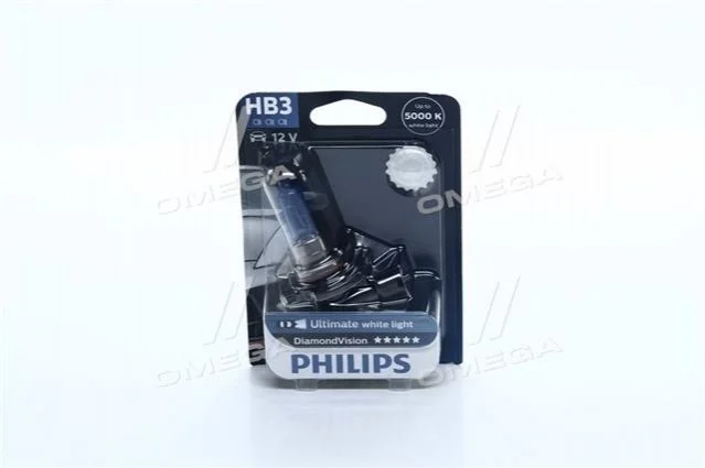 Лампа накаливания HB3 12V 60W P20d Diamond Vision 5000K (blister 1шт) (пр-во Philips) PHILIPS 9005DVB1 (фото 1)