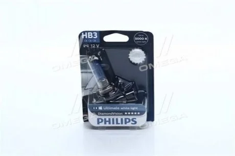 Лампа накаливания HB3 12V 60W P20d Diamond Vision 5000K (blister 1шт) (пр-во Philips) PHILIPS 9005DVB1