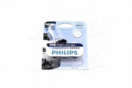 Лампа розжарювання HB3 12V 60W P20d Cristal Vision 1шт blister 4300K PHILIPS 9005CVB1