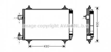 Радиатор кондиционера PEUGEOT 407/ CITROEN C5 (пр-во AVA) AVA COOLING PEA5286D