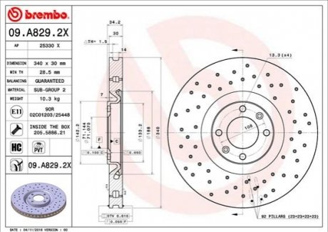 Гальмівні диски BREMBO 09A8292X