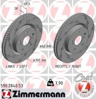 Гальмівний диск ZIMMERMANN 590284053