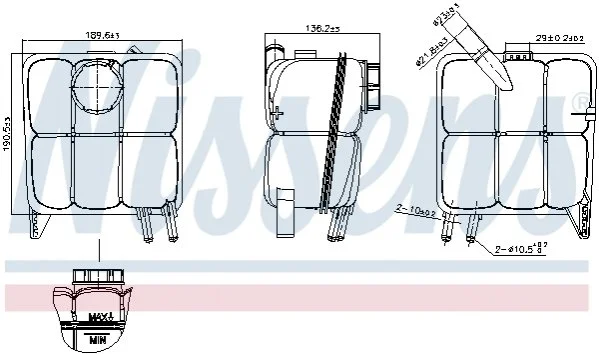 Бачок розширювальний з кришкою FORD FOCUS C-MAX (CAP, CB3) (03-) 1.6 TDCi (вир-во Nissens) NISSENS 996138 (фото 1)