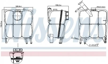 Бачок расширительный с крышкой FORD FOCUS C-MAX (CAP, CB3) (03-) 1.6 TDCi (Пр-во Nissens) NISSENS 996138