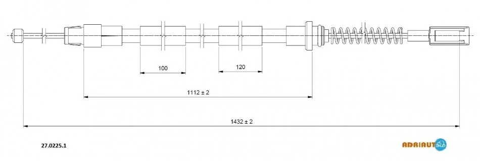 Трос гальмівний MERCEDES Sprinter all pt 5t double wheelsLH-RH06-/Crafter 50 pt. 5t double ADRIAUTO 27.0225.1 (фото 1)