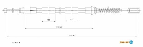 Трос гальмівний MERCEDES Sprinter all pt 5t double wheelsLH-RH06-/Crafter 50 pt. 5t double ADRIAUTO 27.0225.1