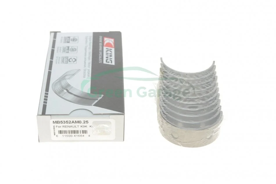 Вкладиші корінні комплект NISSAN/RENAULT/SUZUKI 1,6 16V/1,5DCI K9K/K4J/K4M KING MB5352AM0.25 (фото 1)
