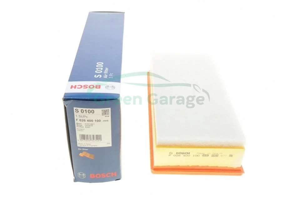 Повітряний фільтр 0100 CITROEN/PEUGEOT C5/406/607/807/Expert \'\'99-07 BOSCH F026400100 (фото 1)