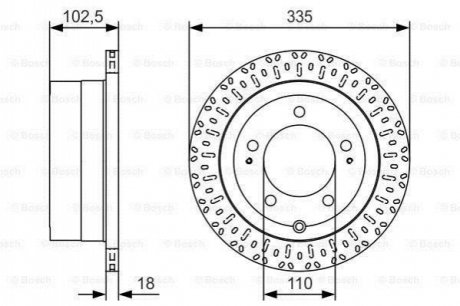 Гальмівний диск TOYOTA Land Cruiser J6/J7/J10 \'\'R \'\'98-07 PR2 BOSCH 0986479U32