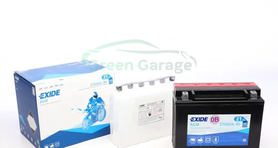 Акумулятор 21Ah-12v Exide AGM (ETX24HL-BS) (205х87х162) R, EN350 EXIDE ETX24HLBS (фото 1)