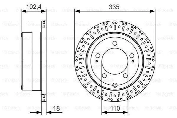 Гальмівний диск TOYOTA Land Cruiser J6/J7/J10 \'\'R \'\'98-07 BOSCH 0986479A61 (фото 1)